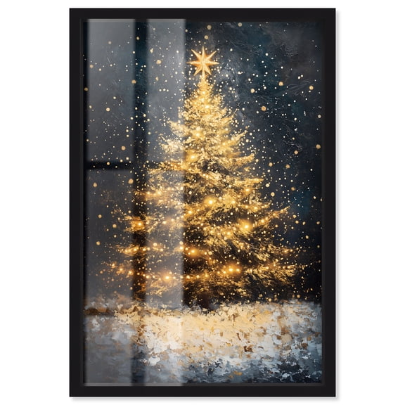 Star of Wonder Tree I Shadowbox Print Christmas Wall Decor by Art Remedy, Black Frame, 11 x 16