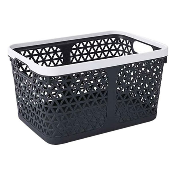 Wosthever Cesta de plástico de gran capacidad para artículos del hogar, acceso de almacenamiento hueco para almacenamiento, cesta de Almacenamiento y organización del hogar gris oscuro talla mediana