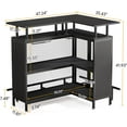 thumbnail image 2 of Tribesigns 2-Tier L-Shaped Bar Table, Wood Home Bar Unit with Stemware Racks for Kitchen, Pub, Black, 2 of 5