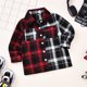 thumbnail image 4 of Gibobby Blusas Holgada Niño bebé niño niña camisa chaqueta Pocketts Plaid manga larga botón abajo abrigo camisa Tops(Rojo, 2-3 Años), 4 of 5