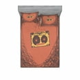 thumbnail image 2 of Ambesonne Vintage Fitted Sheet & Pillow Sham Set, Retro Cassette Music, Twin, Orange Brown, 2 of 3
