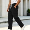 thumbnail image 2 of MXALUOB Men's Corduroy Pants Wide Leg Textured Winter Cargo Pants Drawstring Elastic Waist Trousers with Pockets for Daily Wear, 2 of 6