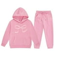 thumbnail image 4 of WRTFVZA Pink Bow Outfit Set Girls Featuring Stylish Hoodie with Bow Design for Active Play and Comfort Sweatshirts Set, 4 of 4