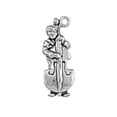 thumbnail image 1 of Sterling Silver 24" 1mm Box Chain 3D Man Playing Stand Up Bass Guitar Pendant Necklace, 1 of 2