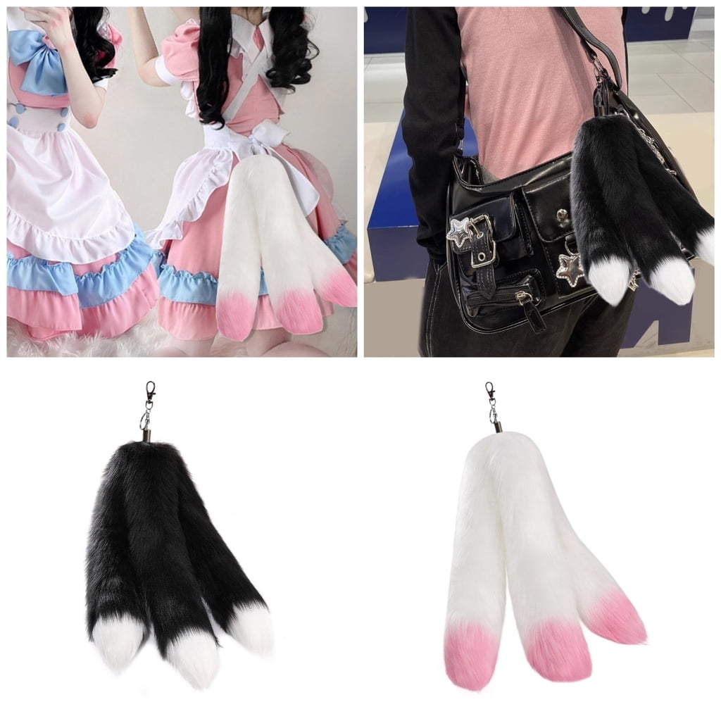 Bottone Lovely Plush Tail Keychain Pendant Soft Hang1ng Ornament Pendant Keyring Backpack Decoration Tail Charm Jewelry