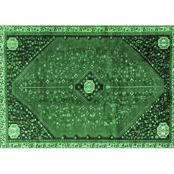 Ahgly Company Indoor Rectangle Persian Emerald Green Traditional Area Rugs, 2' x 5'
