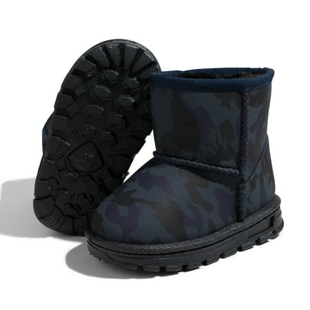 Meckior Toddler Boys Girls Snow Boots Winter Snow Warm Fleece Booties High-Top Ankle Shoes for Little Kids