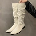 thumbnail image 6 of Povozer Wide Calf Slouch Boot Tall Knee High Women's Winter Shoes(Beige,8), 6 of 6