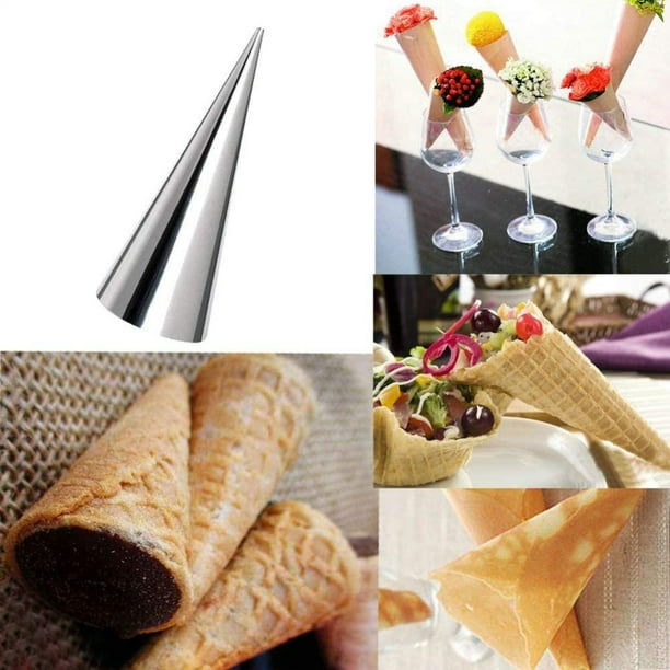 10 moldes de acero inoxidable para conos de crema, moldes para conos de helado, moldes para conos de crema, moldes para conos de helado en forma de cono vertical