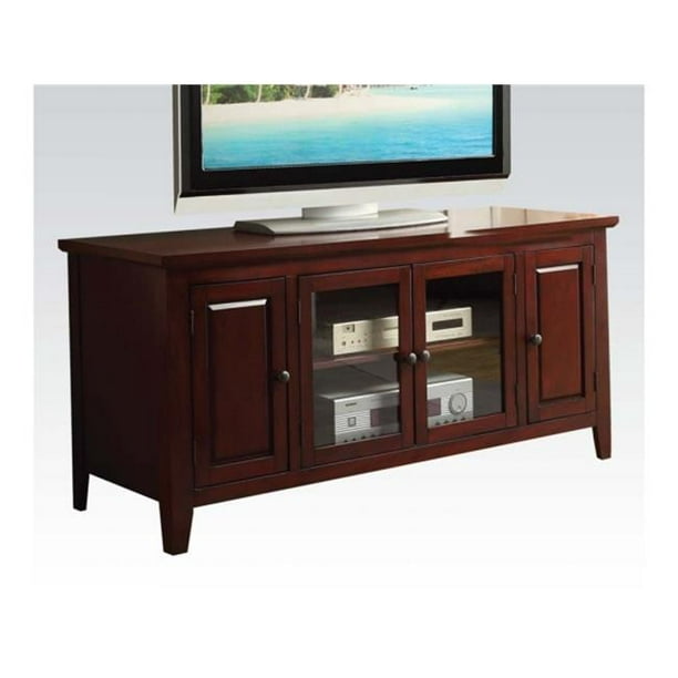 Acme Furniture 10340 Christella Glass Door Tv Stand In Cherry Finish Walmart Com Walmart Com