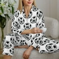 thumbnail image 6 of Yiaed Happy Soccer Print Pajamas Women's Long Sleeve Sleepwear Soft Button Down Loungewear Pjs Lounge Set Nightwear Womens Pajama Pants-X-Large, 6 of 7