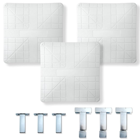 Cannon Sports Pro Molded Base Set of 3 for Baseball and Softball - 15" x 15" Molded Rubber with High-Density Foam Core Ground Anchored Bases - Includes 1st, 2nd, 3rd Base