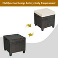thumbnail image 5 of PINDEE  2 Pieces Outdoor Patio Ottoman, All Weather Rattan Wicker Ottoman Seat, Patio Rattan Furniture, Outdoor Footstool Footrest Seat w/Removable Cushions, Mix Brown + Cream, 5 of 9