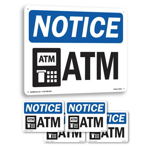ATM OSHA Notice Rigid Plastic Sign 18 Inch x 12 Inch - 5 Pack