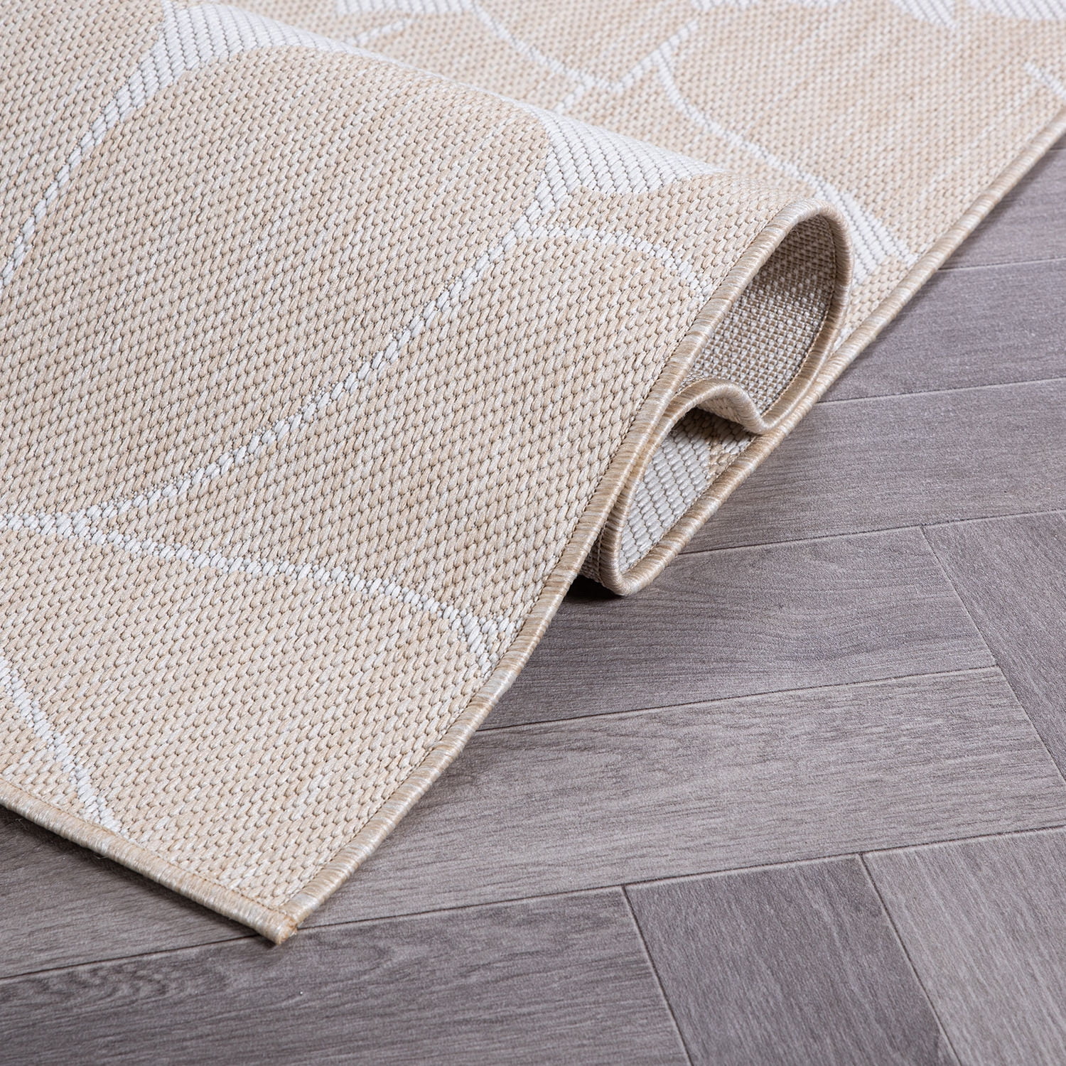 World Rug Gallery Modern Floral Flowers Textured Flat Weave Indoor/Outdoor Area Rug - NATURAL 2'x7'