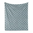 thumbnail image 1 of Folk Art Soft Flannel Fleece Throw Blanket, Simplistic Monochrome Scandinavian Hygge Flowers Pattern Illustration, Cozy Plush for Indoor and Outdoor Use, 60" x 80", Slate Blue and White, by Ambesonne, 1 of 6