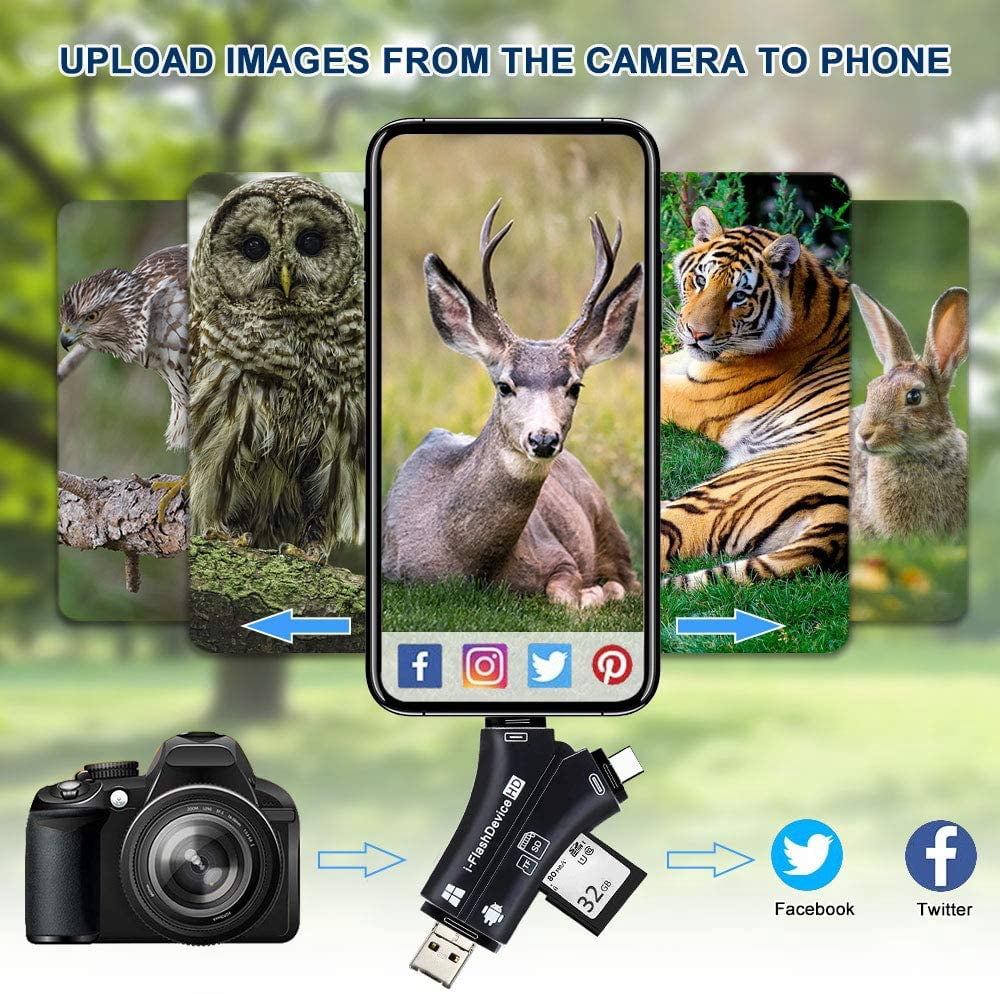 Trail Camera Card Reader 4 in 1 Hunting Game Camera Memory Sd Card Viewer,Reader to View ...