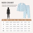 thumbnail image 3 of KLL Blue and White Squares Print Women's Long Sleeve Pajamas with Pants Sleepwear Loungewear 2 Set-Medium, 3 of 7