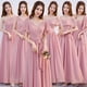 thumbnail image 5 of Vestido de dama de honor Vestido largo de gasa rosa para dama de honor Vestido para la cena de anfitriona Vestido de dama de honor, 5 of 6