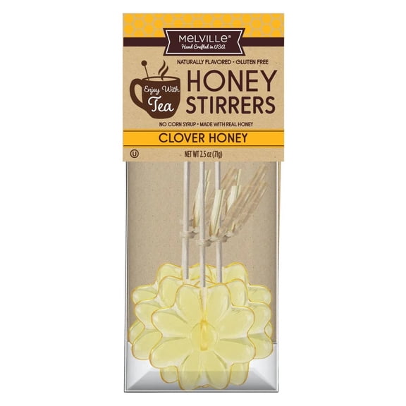Melville Candy Hard Candy Clover Honey Daisy Mini Lollipops On Wooden Ball Sticks, 5 Count Gusset Bag