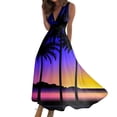 thumbnail image 1 of Robes d'Été pour Femmes Colorées, Fluides, Décontractées, Sans Manches, Robes Maxi, Tenue de Plage Hawaïenne avec Encolure en V, 1 of 5