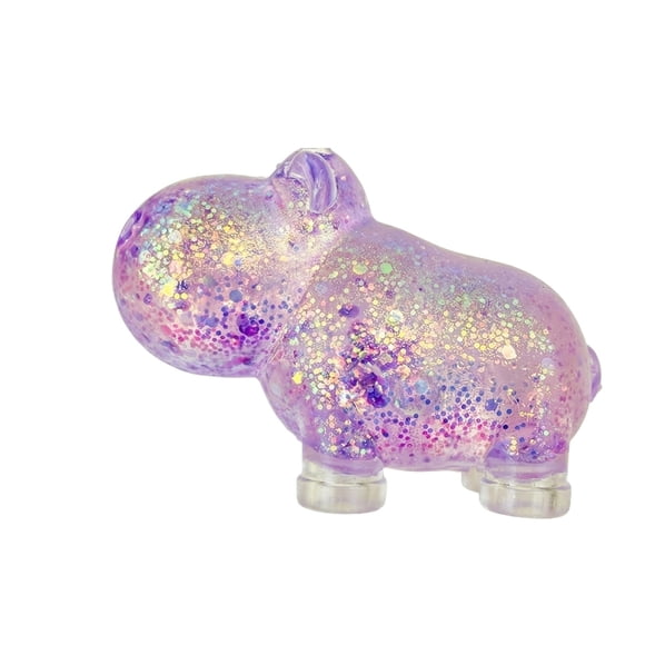 Hippo Squeeze Balls, Cow Stress Ball Squishy Sugar Stress Balls for Squeeze Animal Sensory Balls Glitter Cow Sugar Ball Fidget for Anxiety Relief Classroom Prize Fidget Party Favor, Dark Purple