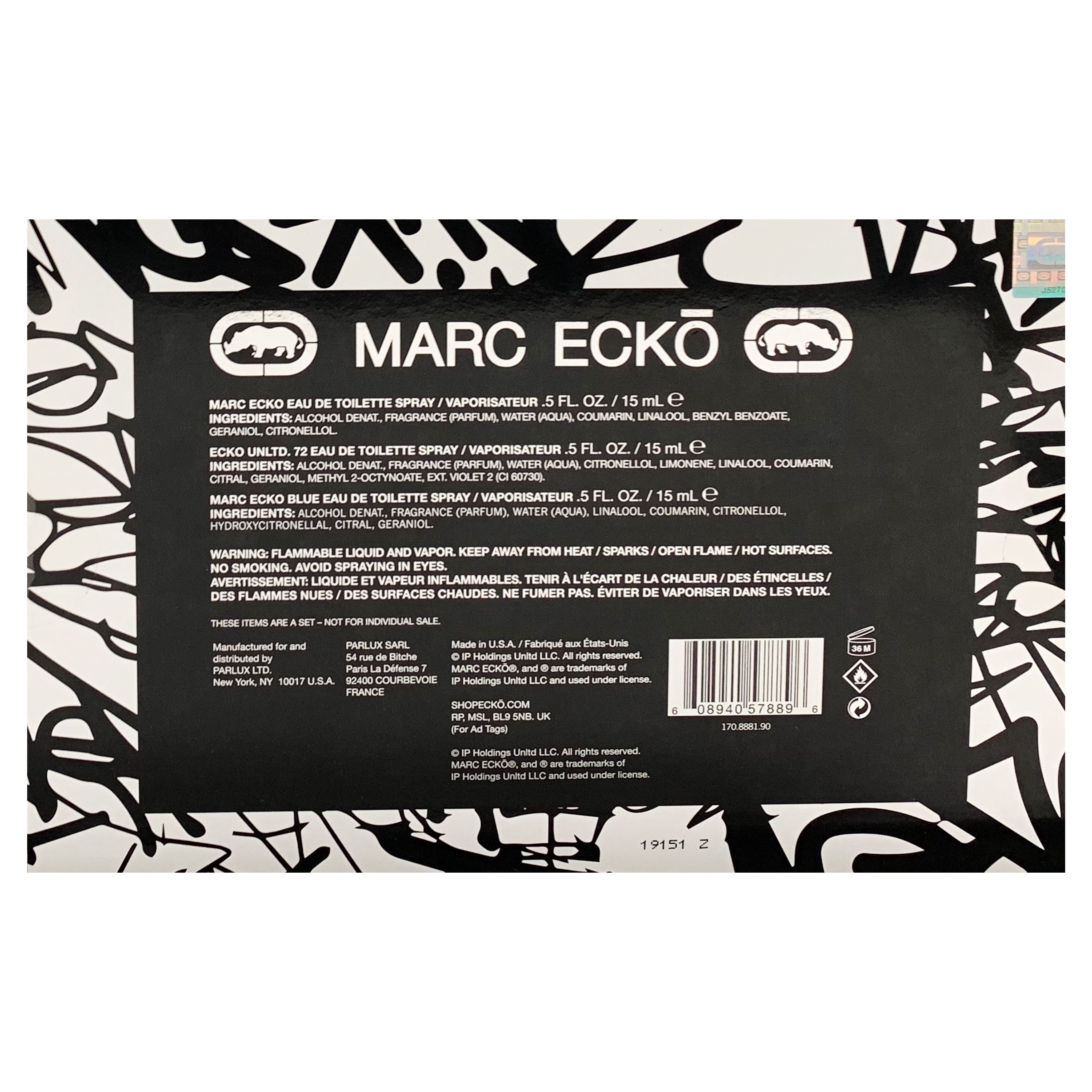 Marc Ecko Assorted Mini Cologne Gift Set for Men, 3 Pieces