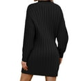 thumbnail image 4 of Comdrip Sweater Dress, Women Mock Neck Ribbed Long Sleeve 2025 Spring Bodycon Pullover Cute Sweater Dress Club Dress Winter Dresses for Women Black S, 4 of 4