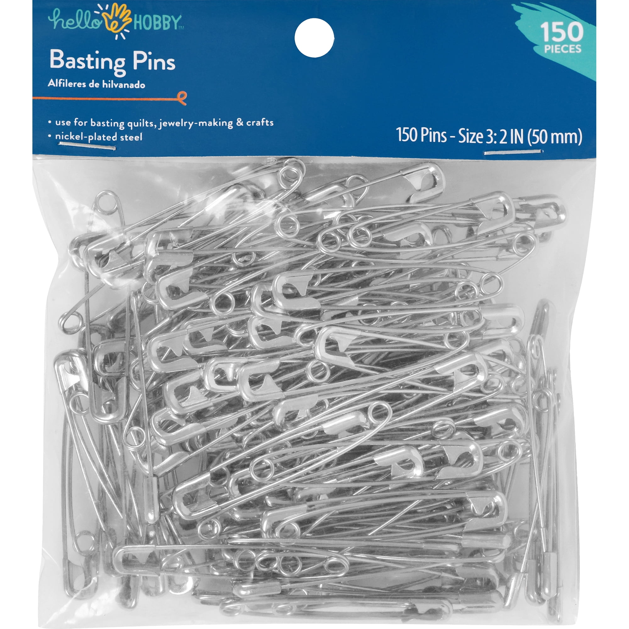 (3 pack) Hello Hobby Size 3 Basting Safety Pins, Extra Large Safety Pins for Quilting (900 Count)