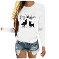 thumbnail image 3 of Blusa de manga larga con cuello redondo suelta informal estampada para mujer Fridja  hkj1222, 3 of 8