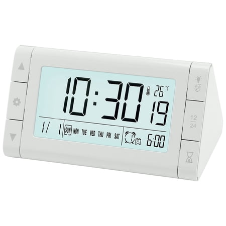 GJX Digital Alarm Clock Large Led Display,Three Alarms,Batteries Powered for Bedroom/Dorm White 4.9Lx3.0Wx2.6H Travel Alarm Clock