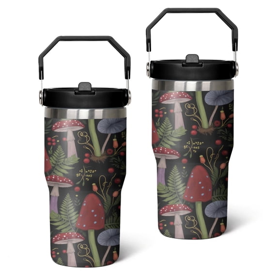 20 Oz Tumbler Colorful Mushrooms Tumbler with Lid and Straw, Birthday Gift Cup for Friend Women Men Coffee Travel Mug Thanksgiving Day Halloween Christmas Gift Water Bottle