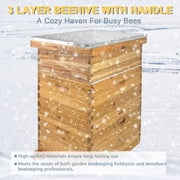 XYJBHB Beehive Starter Kit, 3-Layer Langstroth Bee Hive with Beeswax Coated Foundation, 2 Deep and 1 Medium Boxes, Beginner Friendly