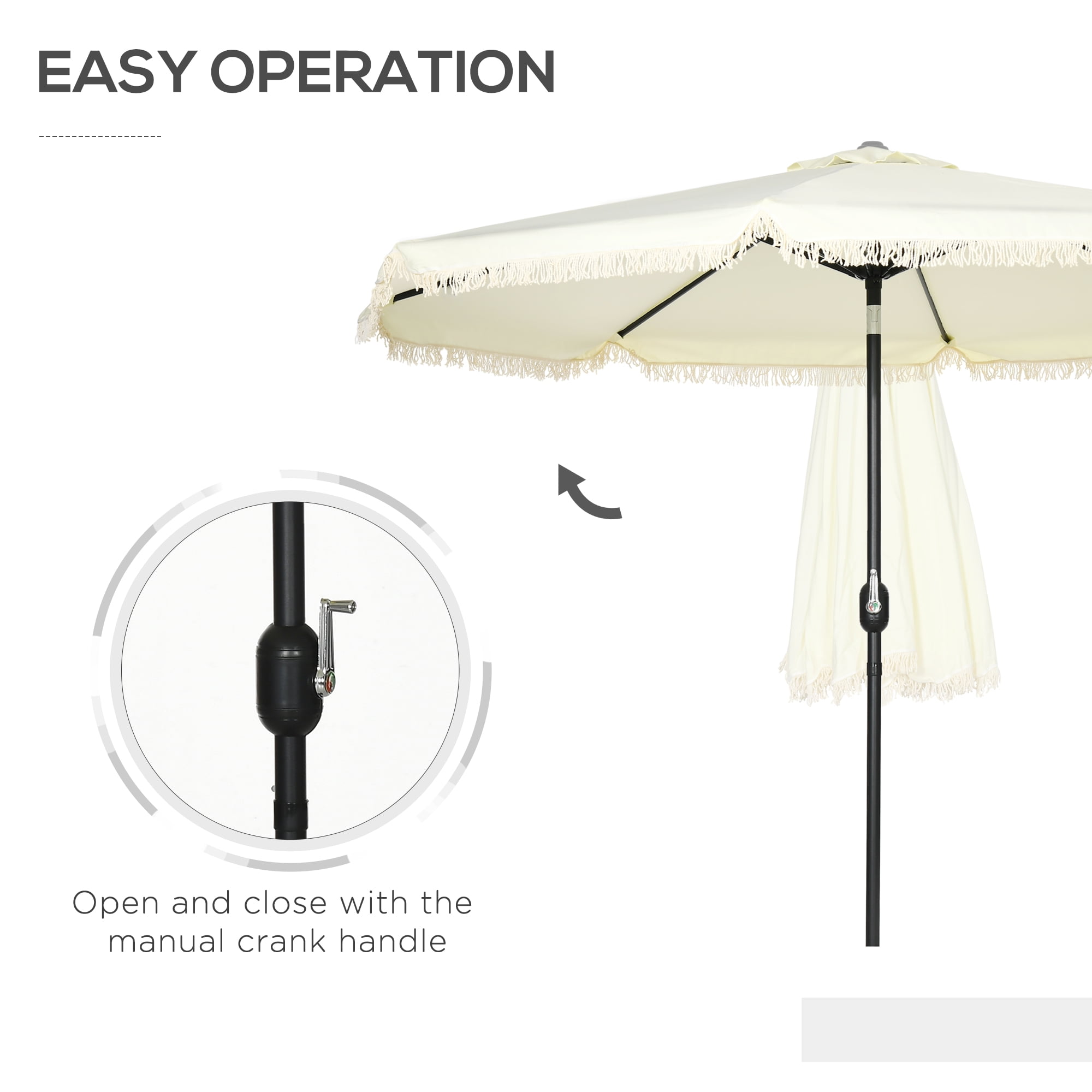 Outsunny 9ft Patio Umbrella with Tilt, Ruffled Outdoor Umbrella, Cream