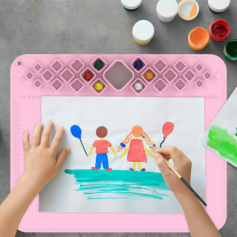 Hesroicy Silicone Drawing Pad with Scale - Non-slip Clay Painting Mat for  School Crafts 