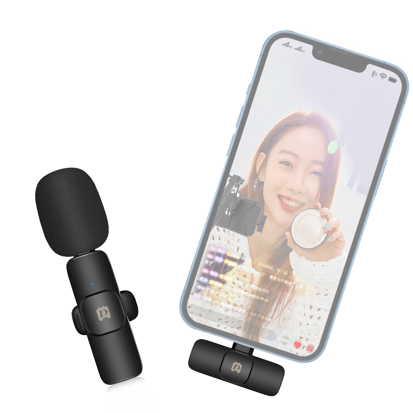 PULUZ Wireless Lavalier Noise Reduction Reverb Microphone for 8-Pin Device, Support Phone