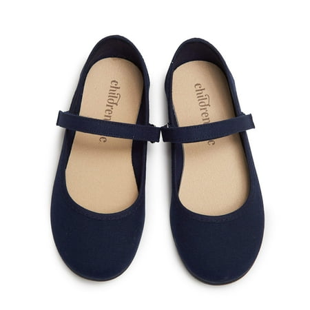 

Childrenchic Mary Jane Flats with Hook and Loop Straps – Girls Shoes for School Weddings and Casual Wear (Canvas - Navy Blue 21 M EU/5.5 M US Toddler)