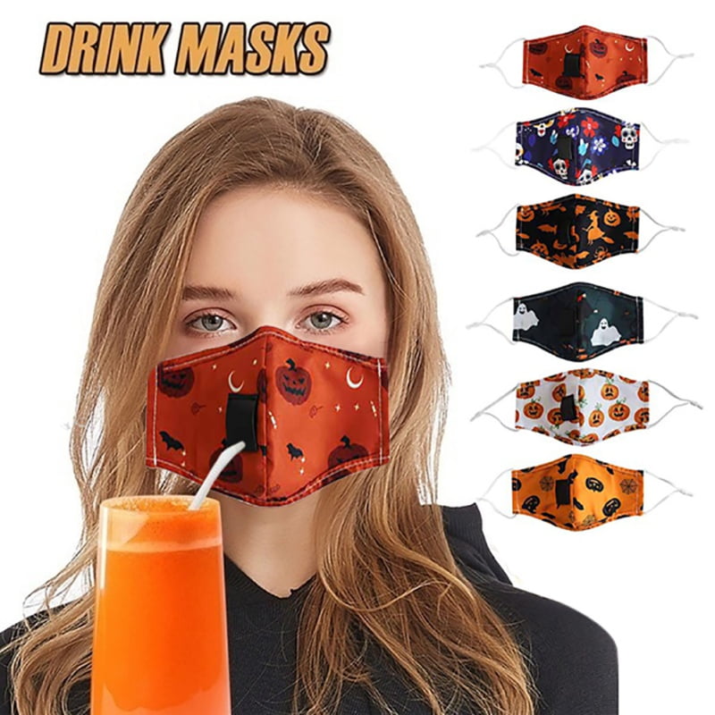 1pc Adult Cotton Protective Reusable Drinking Face Mask with Hole for
