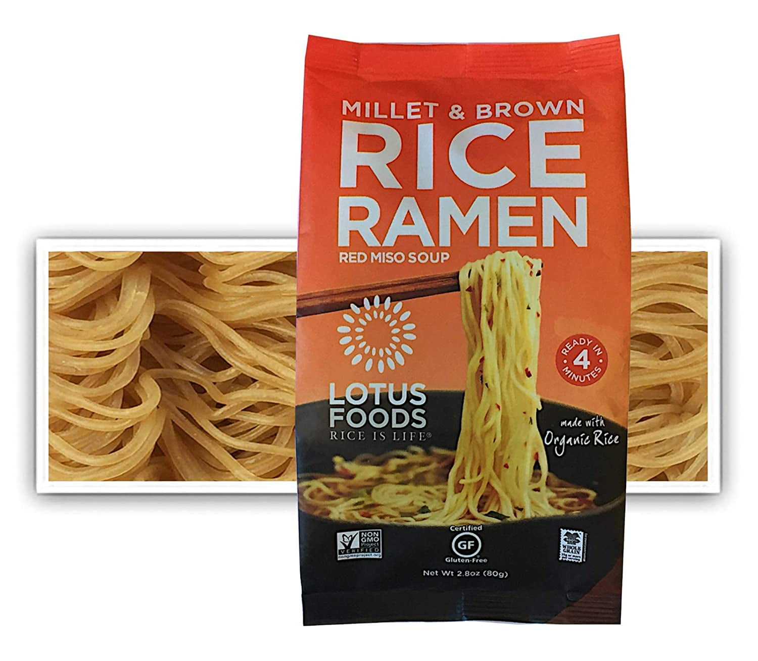 Lotus Foods Millet & Brown Rice Ramen With Miso Soup, Low Sodium, 2.8