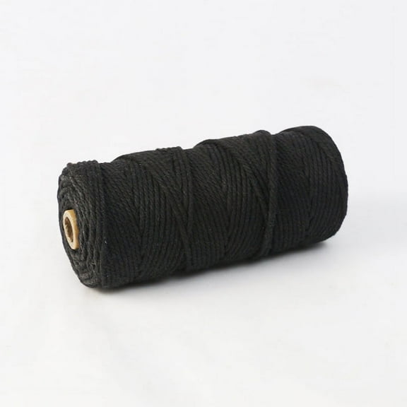 XmhyTop Macrame Cord 4mm x 110yards Natural Macrame Cotton Rope Colored Macrame Rope Soft Cotton Cord Macrame Supplies Craft Rope Macrame Yarn for Plant Hanger Wall Hanger ，Black