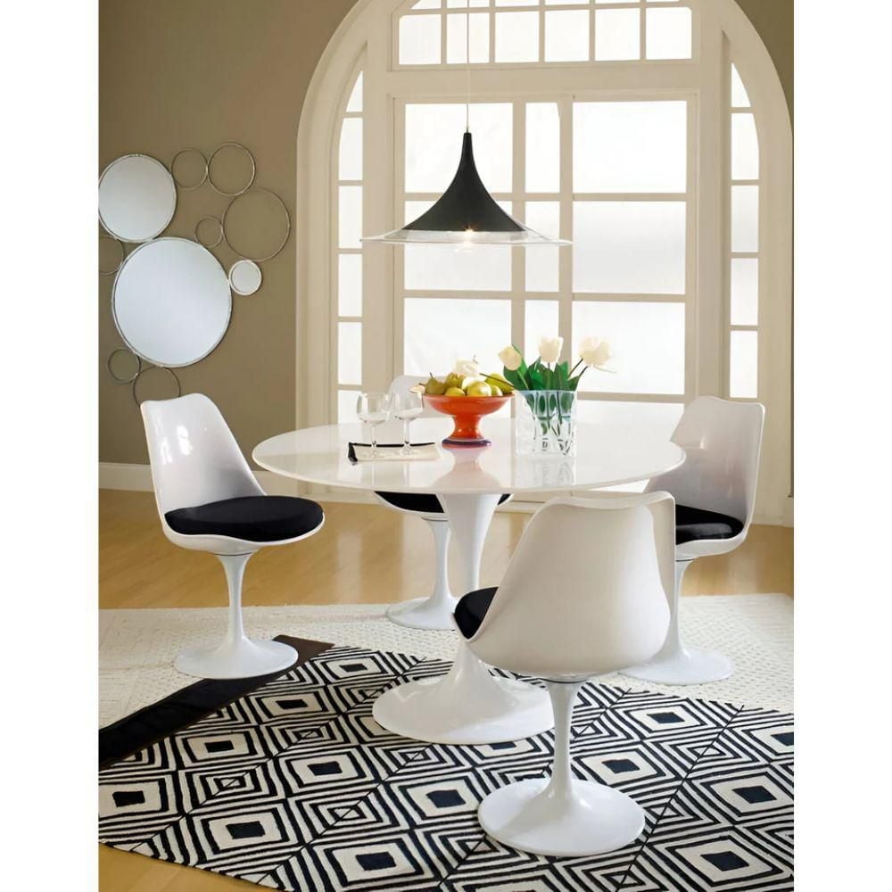 Heavenly White Tulip Armless Chair with Cushion SET OF 3