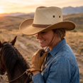 thumbnail image 5 of Unisex Adult Leather Western Cowboy Hat Small Brim Letter Detail Adjustable Chin Strap Cap for Country Festivals and Themed Events and Outdoor Parties Khaki One Size, 5 of 5