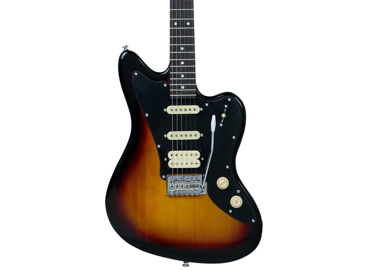 Monoprice Offset OS20 Classic Electric Guitar - Sunburst, With Gig Bag, Two Single Coils and a Humbucker - Indio Guitars