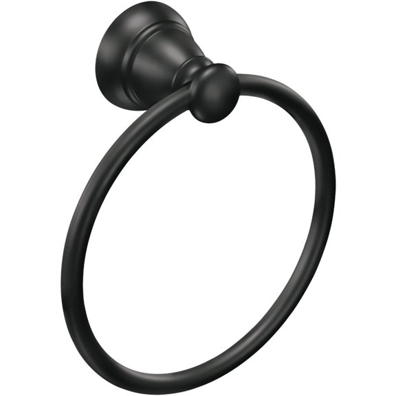 Creative Specialties Moen Y2686BL Banbury Towel Ring, Matte Black - Quantity 1 — Concealed-Screw Wall-Mount, Coordinated Bath Collection