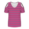 thumbnail image 4 of zfwon Women'S Casual Cold Shoulder T Shirt V Neck Short Sleeve Blouse Tunic Tops Sexy Casual Comfy T Shirt Colorblocked Gradient Print T-Shirt Pullover Tees Shirts, 4 of 6