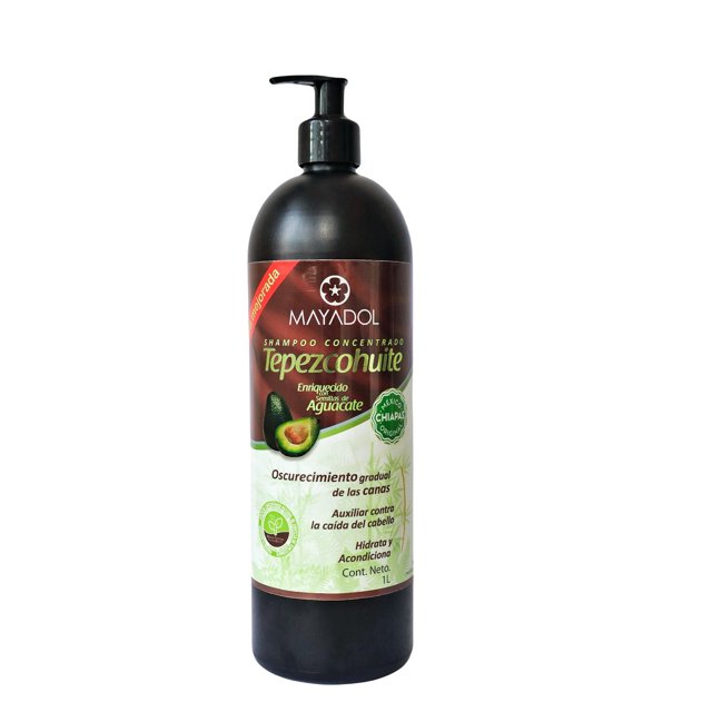 Shampoo de tepezcohuite con semillas de aguacate color negro1L 1 PZ