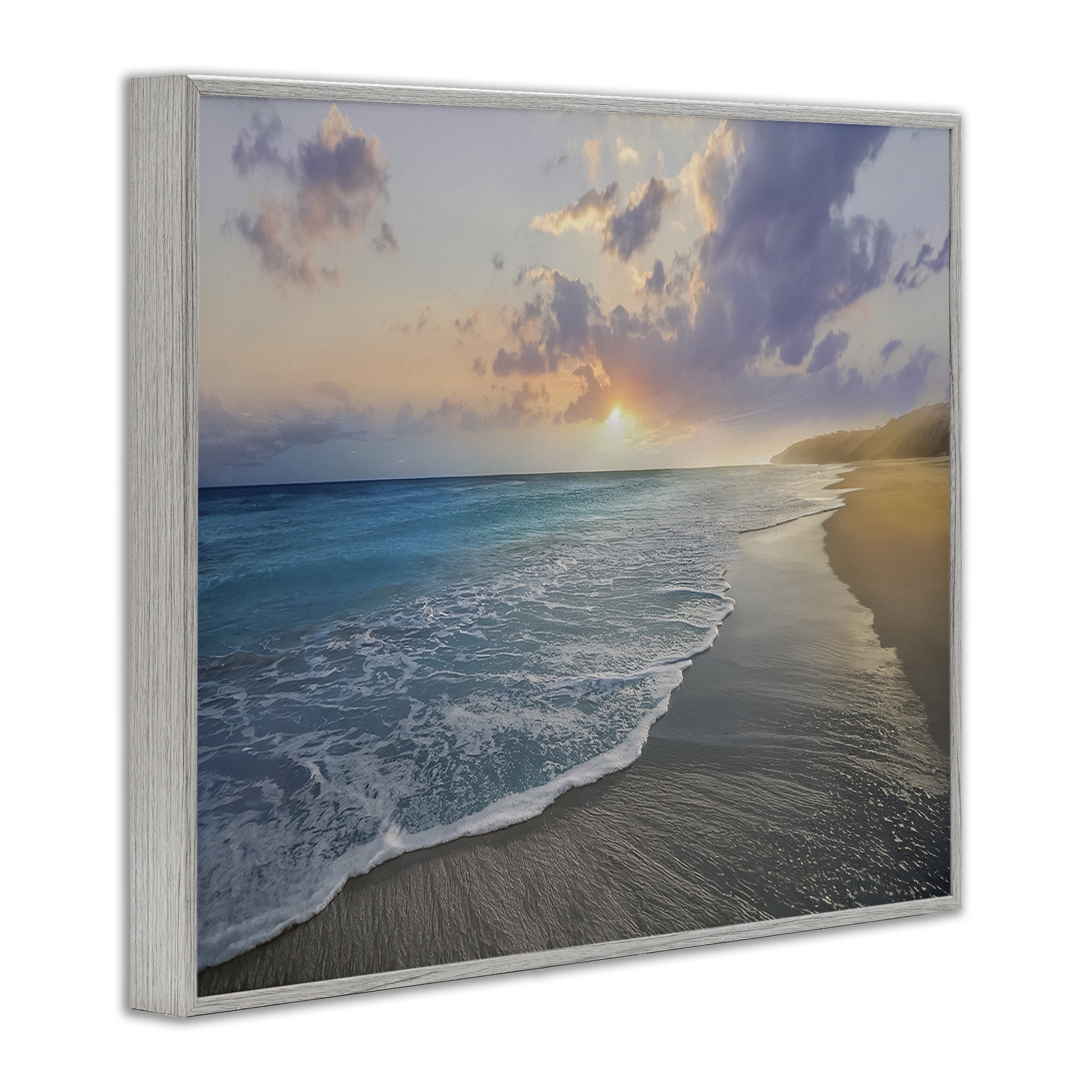 Stupell Industries Sunset over Tranquil Coast Gray Framed Giclee Art, design by Mike Calascibetta