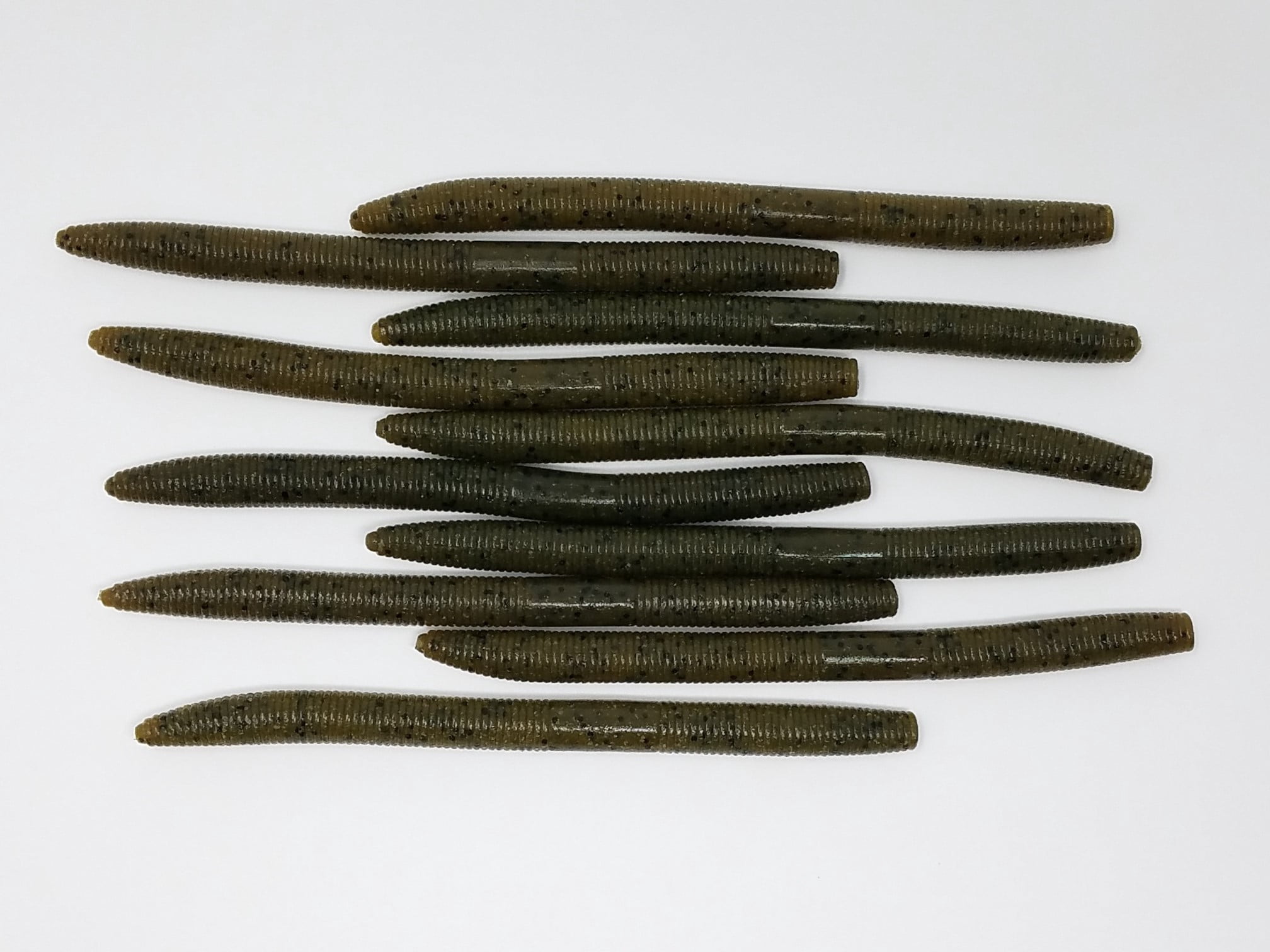 Kalins Freshwater 5" Waco Worm Soft Plastics Bait,Fishing Lure, Green Pumpkin, Lakes , 10pk