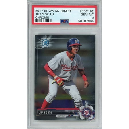 

Graded 2017 Bowman Draft Chrome Juan Soto #BDC162 Rookie RC Baseball Card PSA 10 Gem Mint