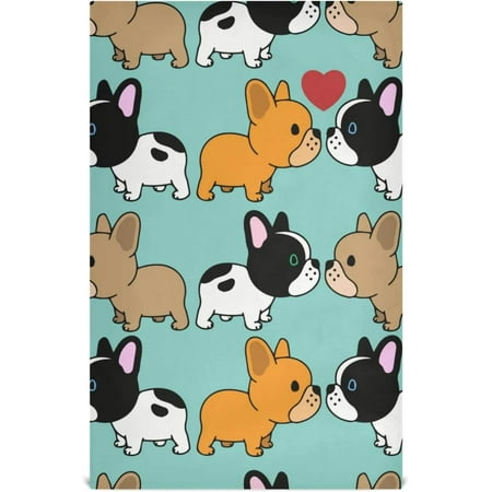 

Sweet Cartoon Puppy Dog Dish Towels 4 Pack French Bulldog Washable Tea Towels Dishcloths Lint-Free 18x28 Inch Fast Drying for Kitchen Restaurant Bar Clean